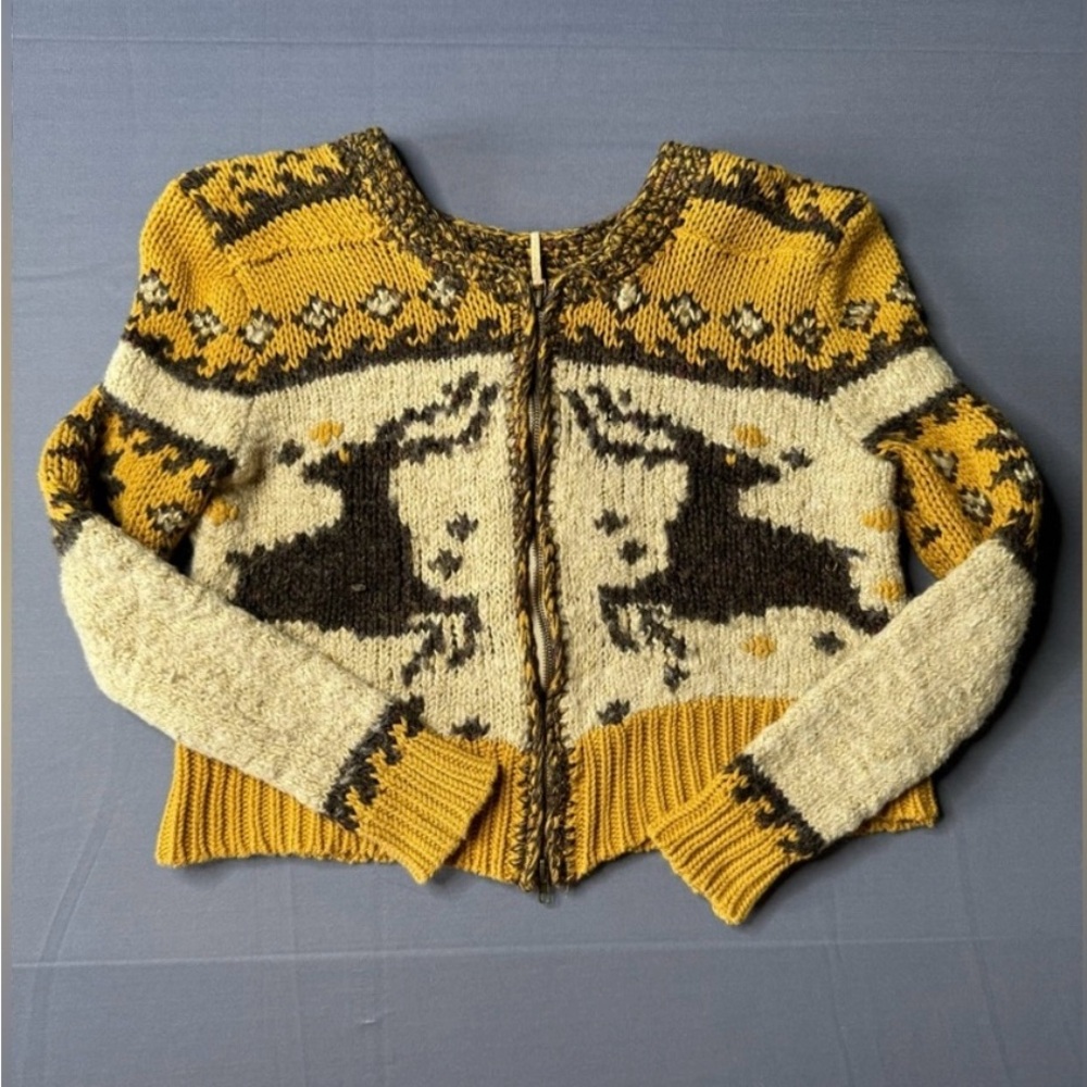 RARE Free People cardigan Rufolph reindeer